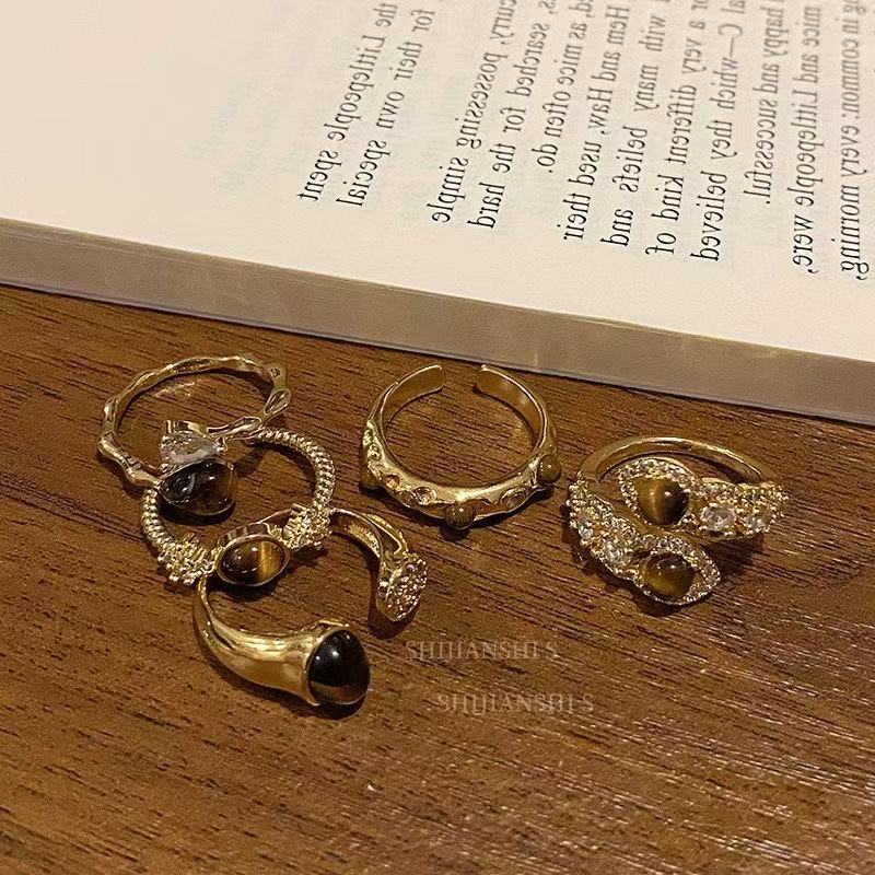 Fairy Snake-shaped Tigereye Female Fashion Retro Unique Index Ring