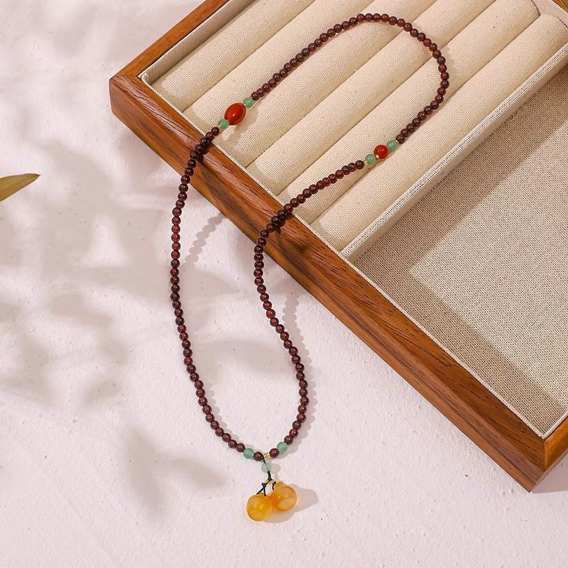 Chinese Natural Garnet Red Agate Twin Three-circle Female High Sense Bracelet
