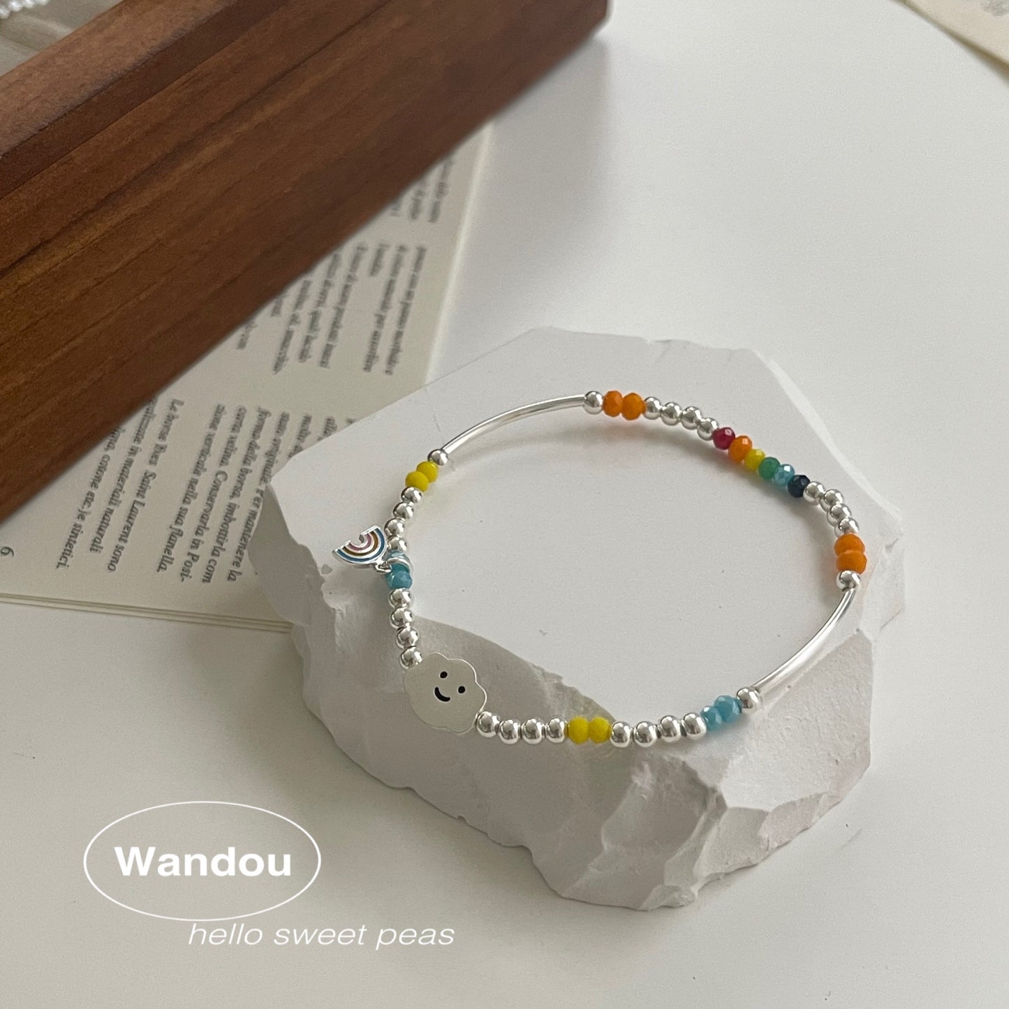 Sier-plated Handmade Rainbow Female Summer Girlfriends White Bracelet