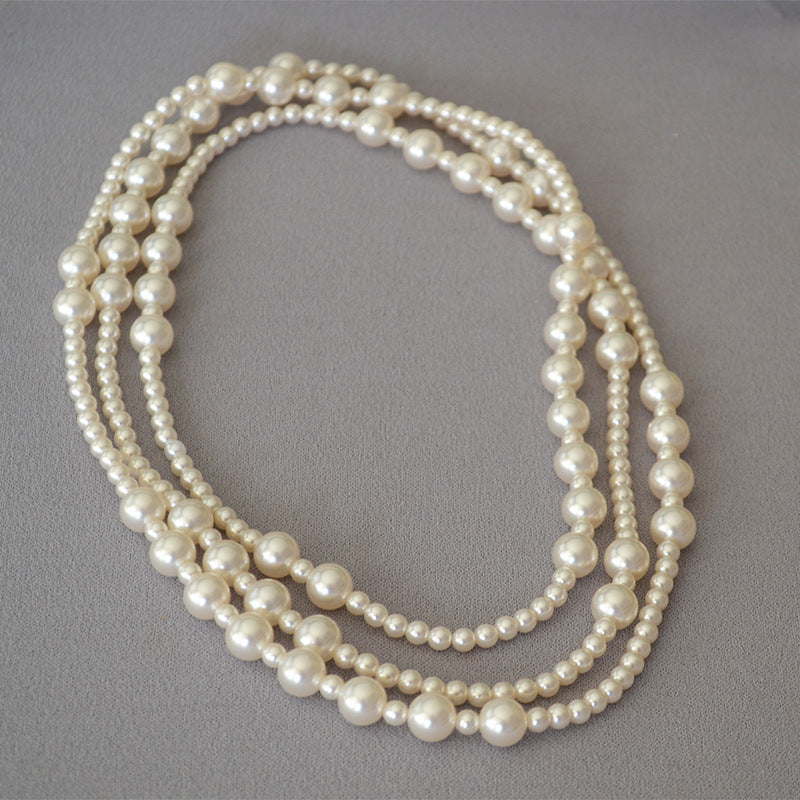 Large Small Pearls Interval Irregular Long Necklaces