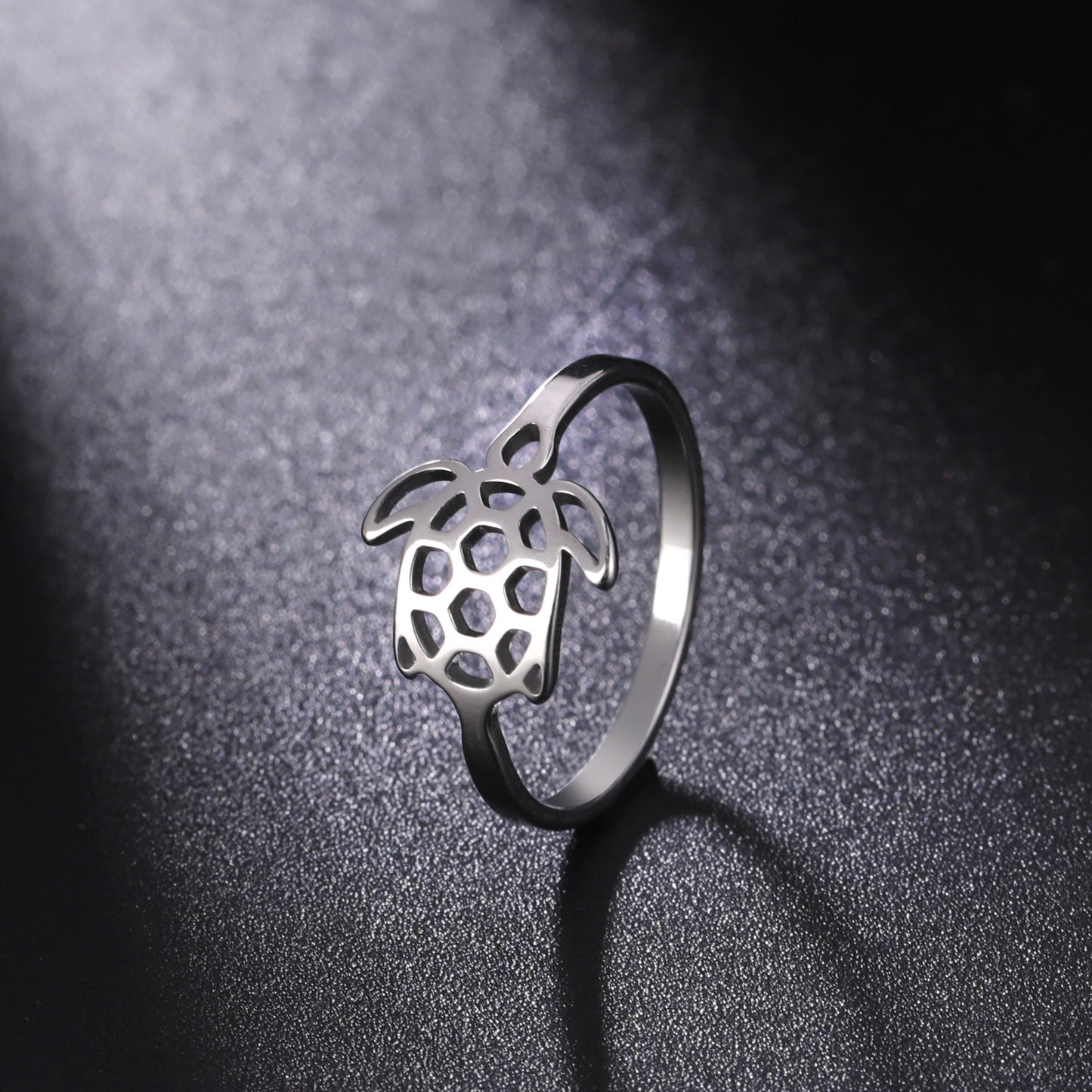 Grid Cartoon Animal Titanium Steel Cutting Hollow Ring