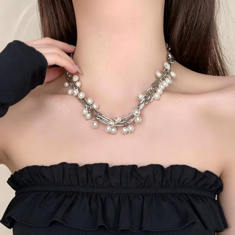 Women's Ball Beads Light Luxury French Retro Clavicle Chain Niche High Necklaces