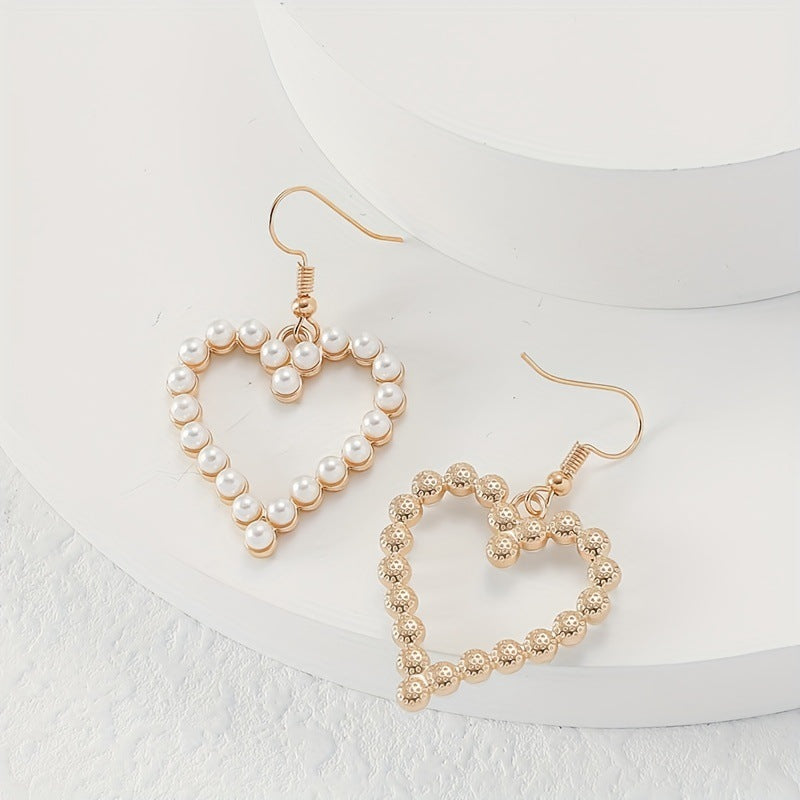 Women's Fashion Popular Simple Bohemian Heart Pearl Dating Earrings