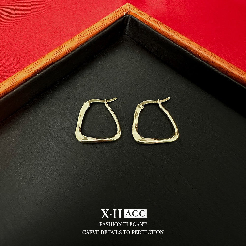 Fashionable Metal Texture Light Luxury Simple Earrings