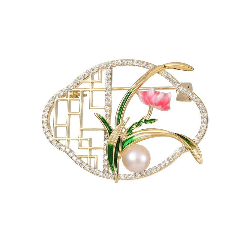 Golden Pearl Corsage Wheat Brooch Female High-grade Brooches