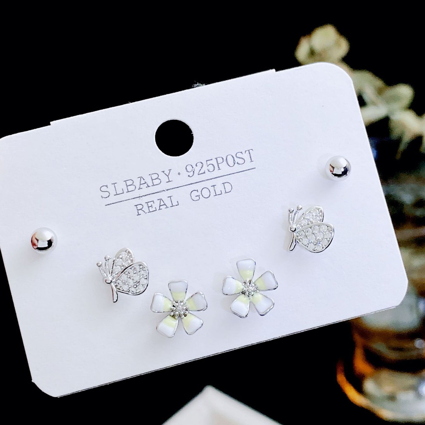 Women's Needle Simple Series Three Pairs Storage Ear Rings