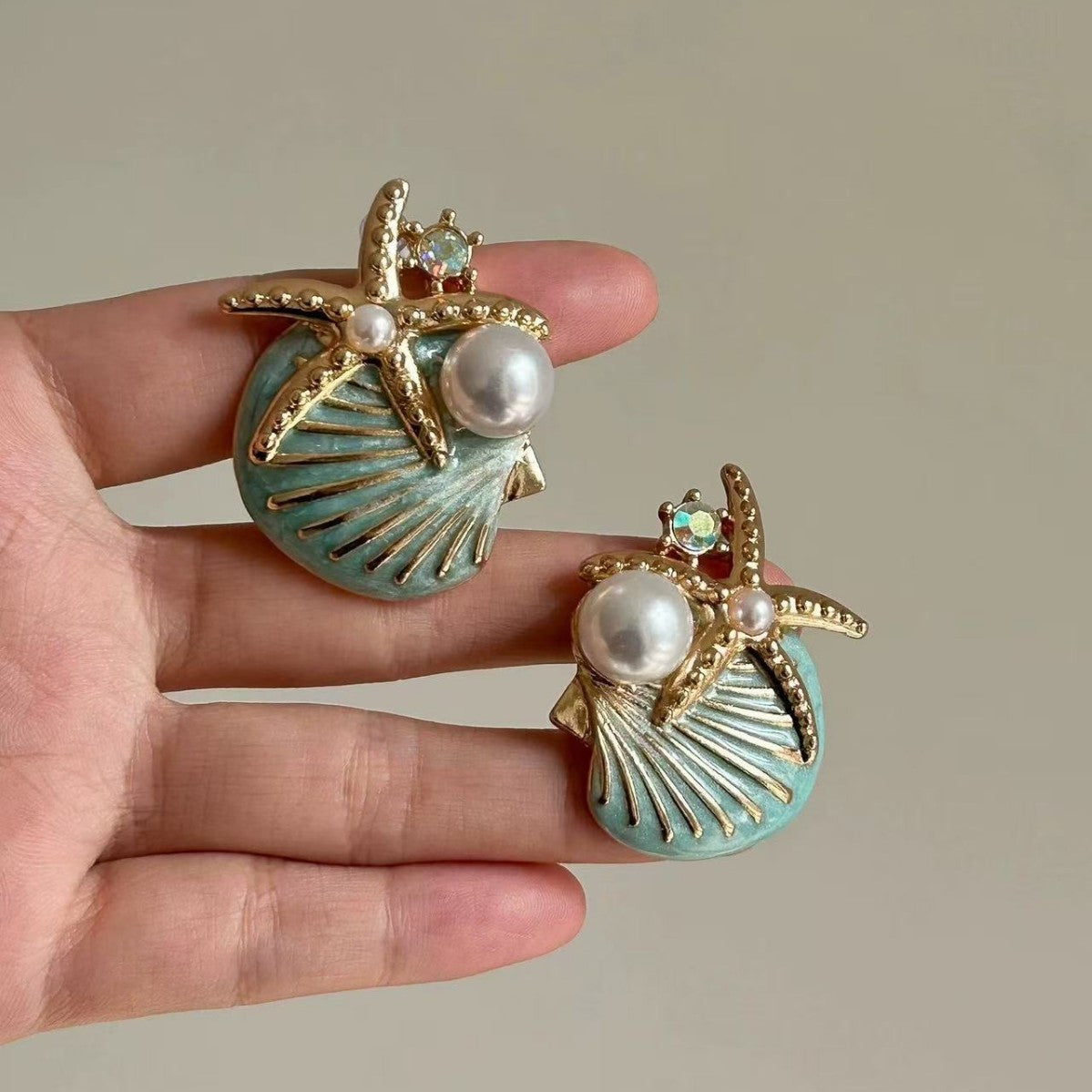 Women's Coral Secret Vacation Style Shell Starfish Pearl Marine Necklace