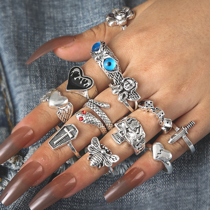 Angel Owl Exaggerated Skull Snake Bee Rings
