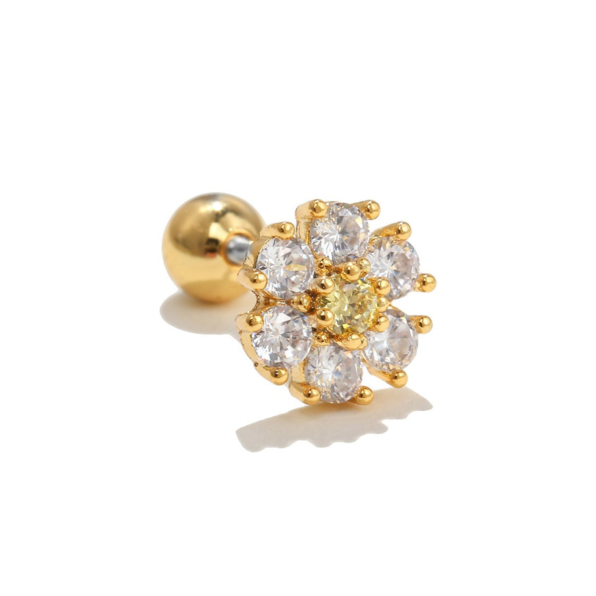 Style Retro Two-color Flower Ear Bone Gold Rings