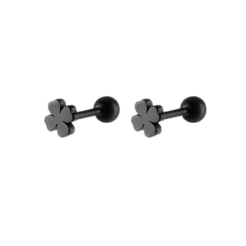 Style Minimalist Four-leaf Clover Temperament Female Simple Trendy Titanium Steel Ear Buckle