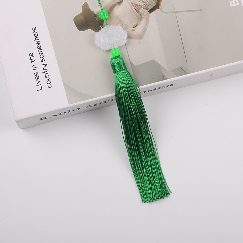 Jade Lotus Tassel Fringe Kunlun Fan Cheongsam Jewelry Accessories