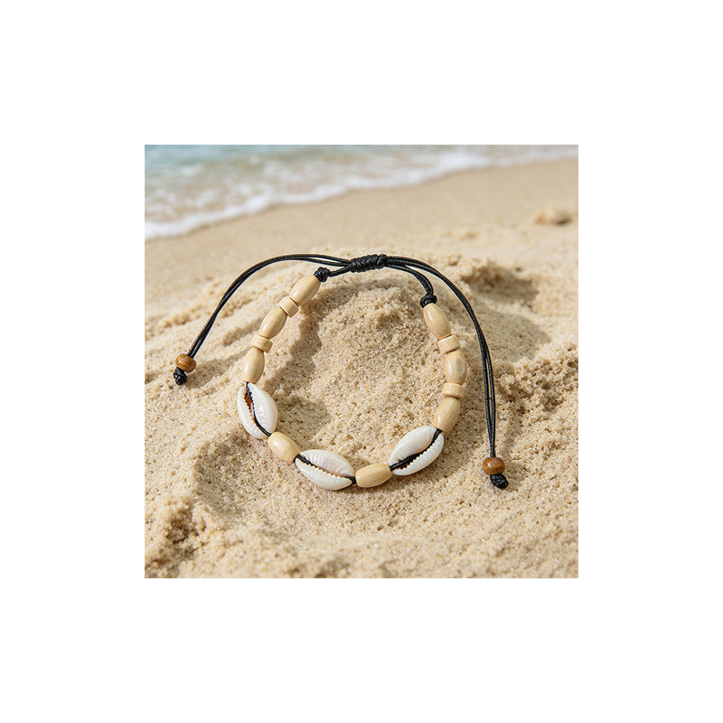 Beach Vintage Shell Bohemian Wax Line Natural Advanced Bracelet