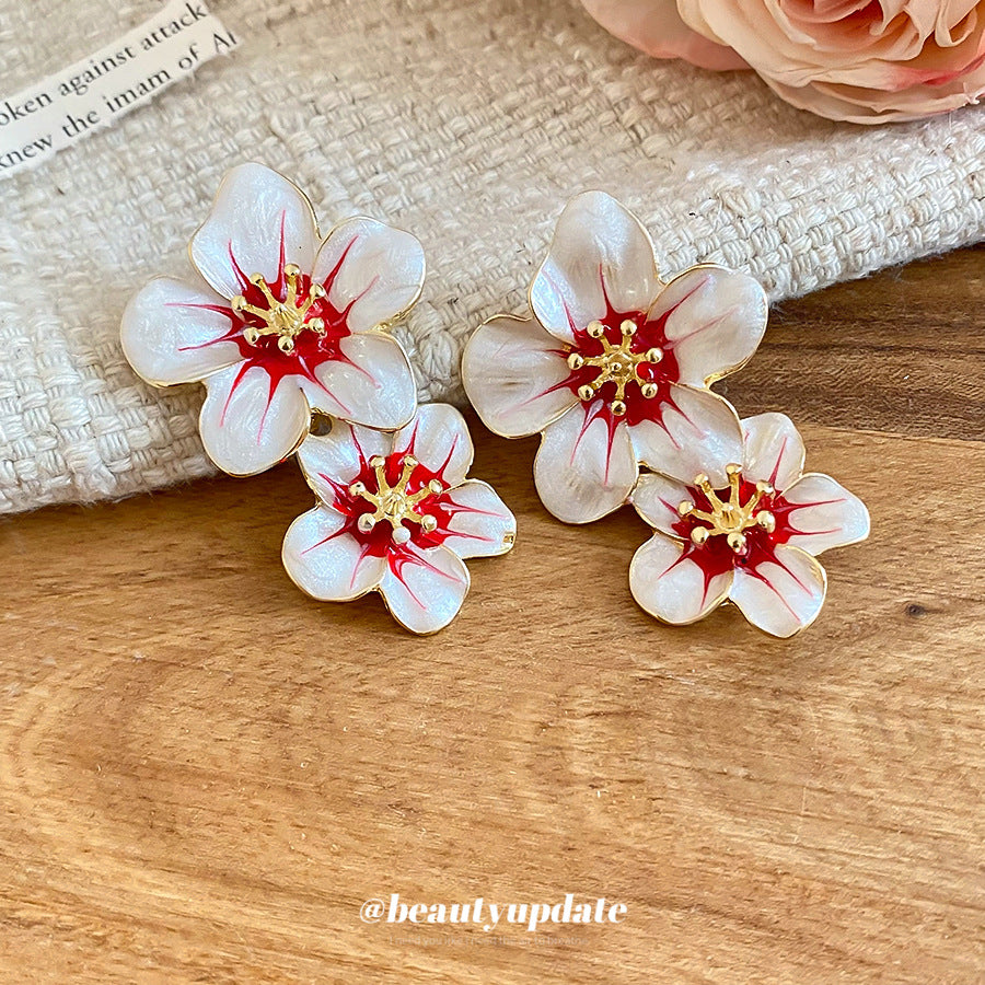 Women's Sier Needle Glaze Flowers Seaside Vacation Style Fresh Sweet Super Earrings