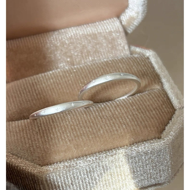 Women's Korean Style Matte Pentagram Simple Advanced Open Adjustable Index Rings
