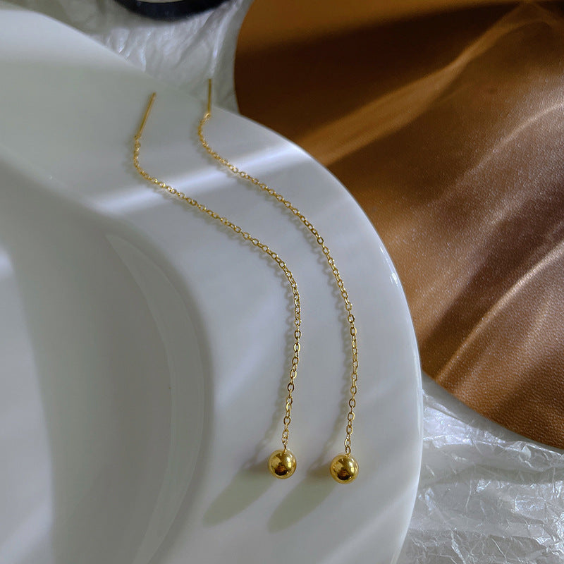 Women's Balls Titanium Steel Tassel Trendy Gold Ear Line