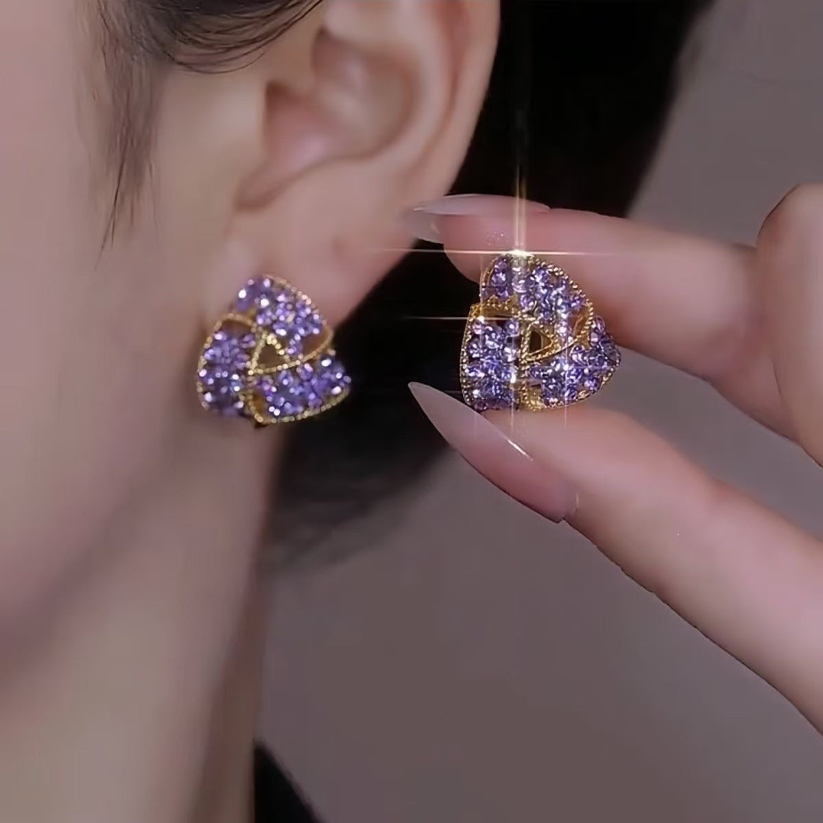 Purple Triangle Fashion Design High-grade Super Earrings