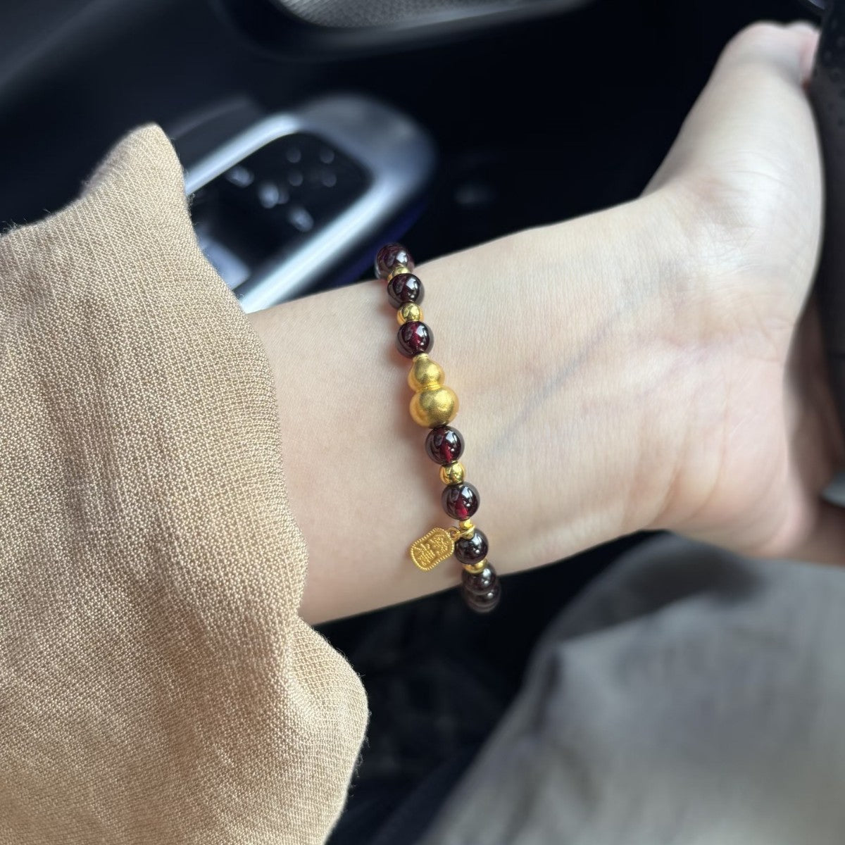 Red Female Light Luxury Minority Design Life Lucky Beads Single Bracelet