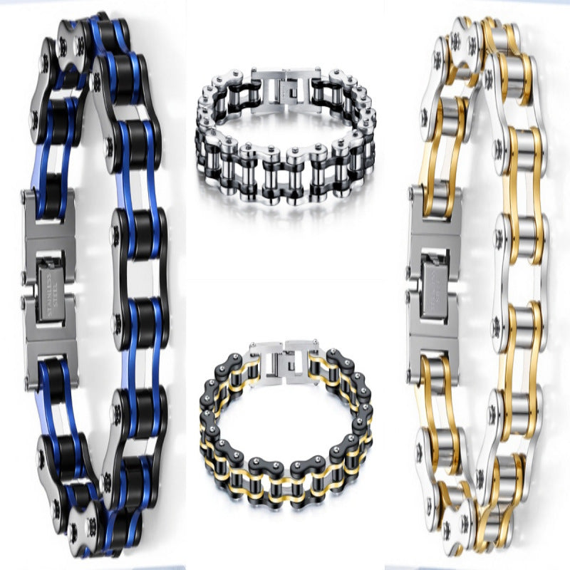 Men's Handmade Titanium Steel Bicycle Chain Hip Hop Motorcycle Trendy Bracelet