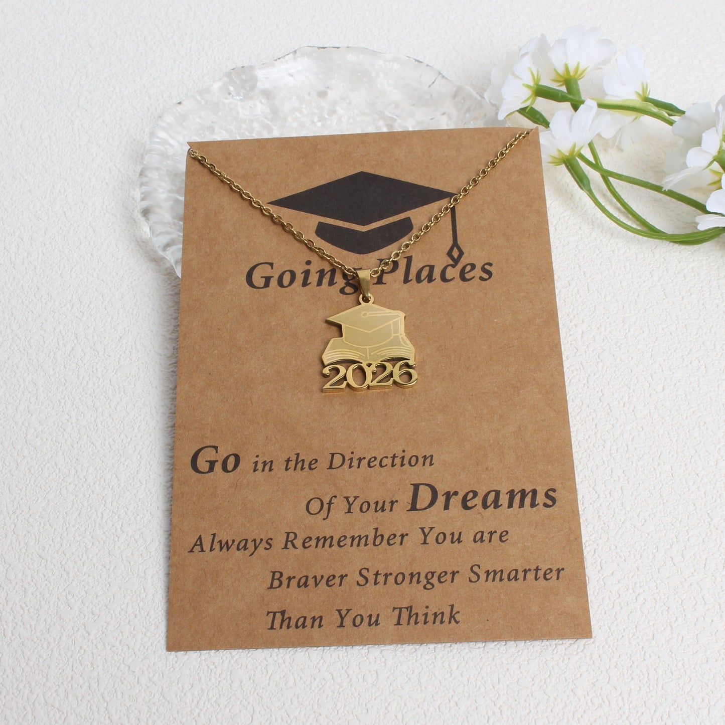 Creative Graduation Commemorative Gift Stainless Steel Frosted Dr. Jin Necklace