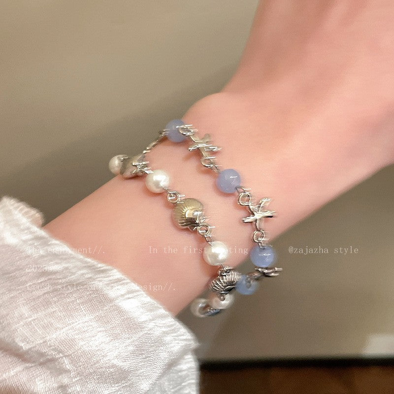 Retro Purple Imitation Pearl High Sense Design Bracelet