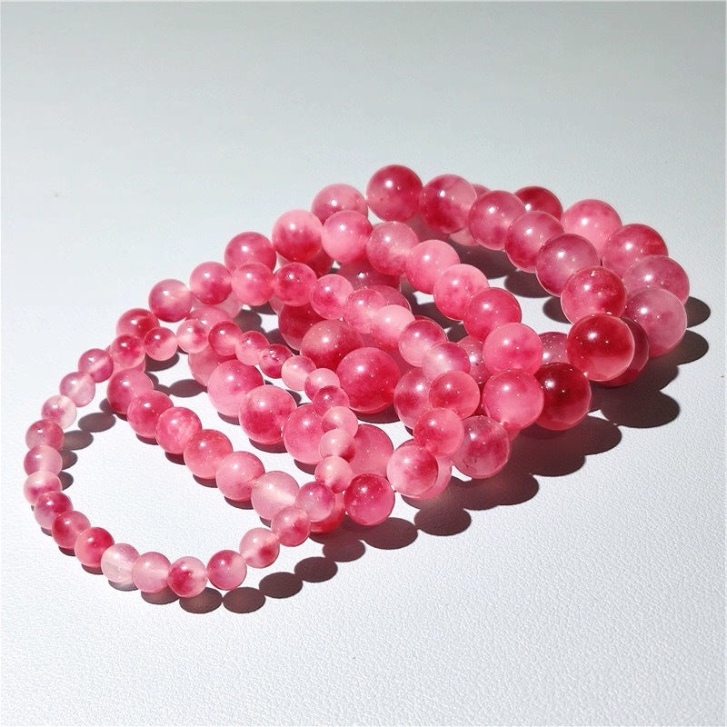 Natural Cherry Blossom Floating Flowers Agate Chalcedony Fashion Sweet Single Bracelet