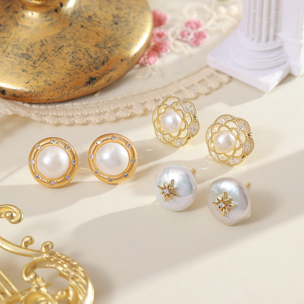 Freshwater Pearl Ear Fashionable Elegant High-grade Earrings