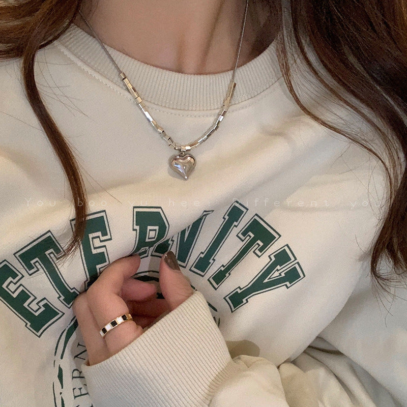 Fashion Peach Heart Geometric Chain Letter Female Necklace
