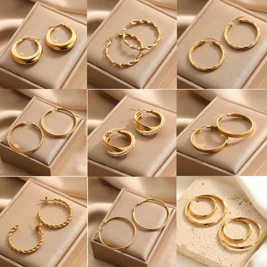 Women's Beautiful Circle Design High-grade Simple Titanium Earrings