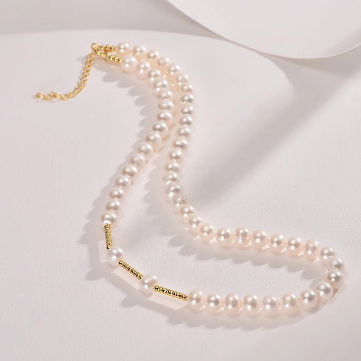 Women's Rice Grain Freshwater Pearl Simplicity Fashion Temperament Design Clavicle Chain Necklace