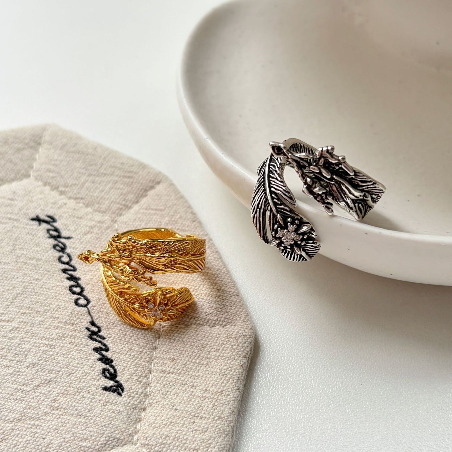 Cool Feather Female Exquisite Sweet Design Rings