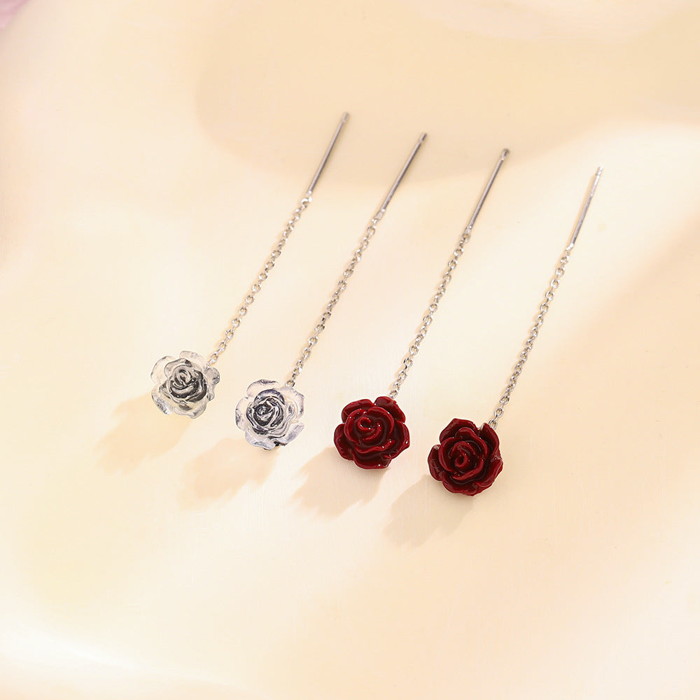 Flower Female French Retro Affordable Luxury Trendy Small Camellia Ear Line