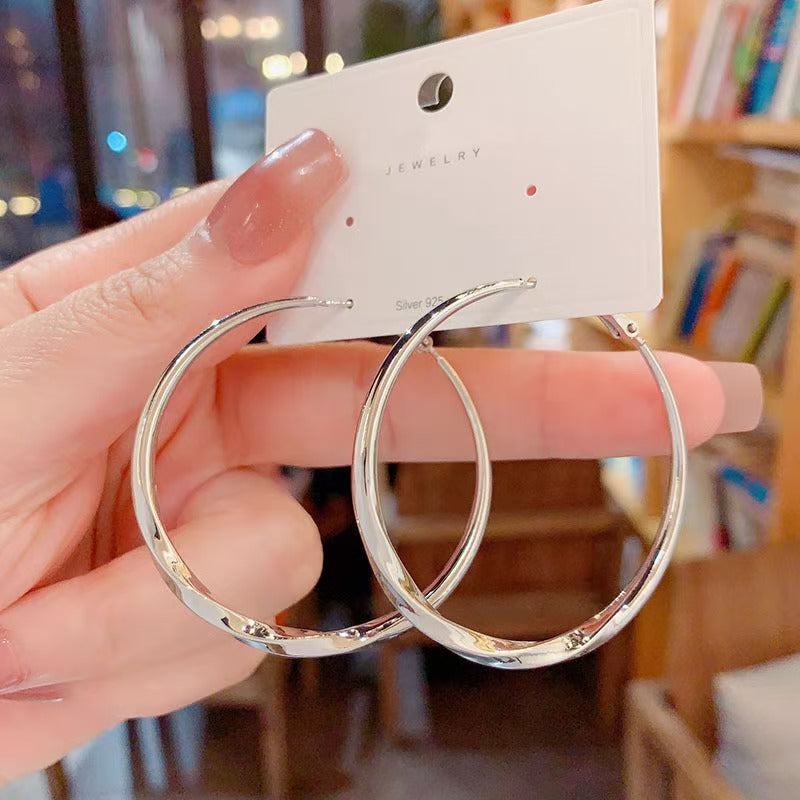 High-grade Ear Sier Zircon Big Hoop Trendy Rings