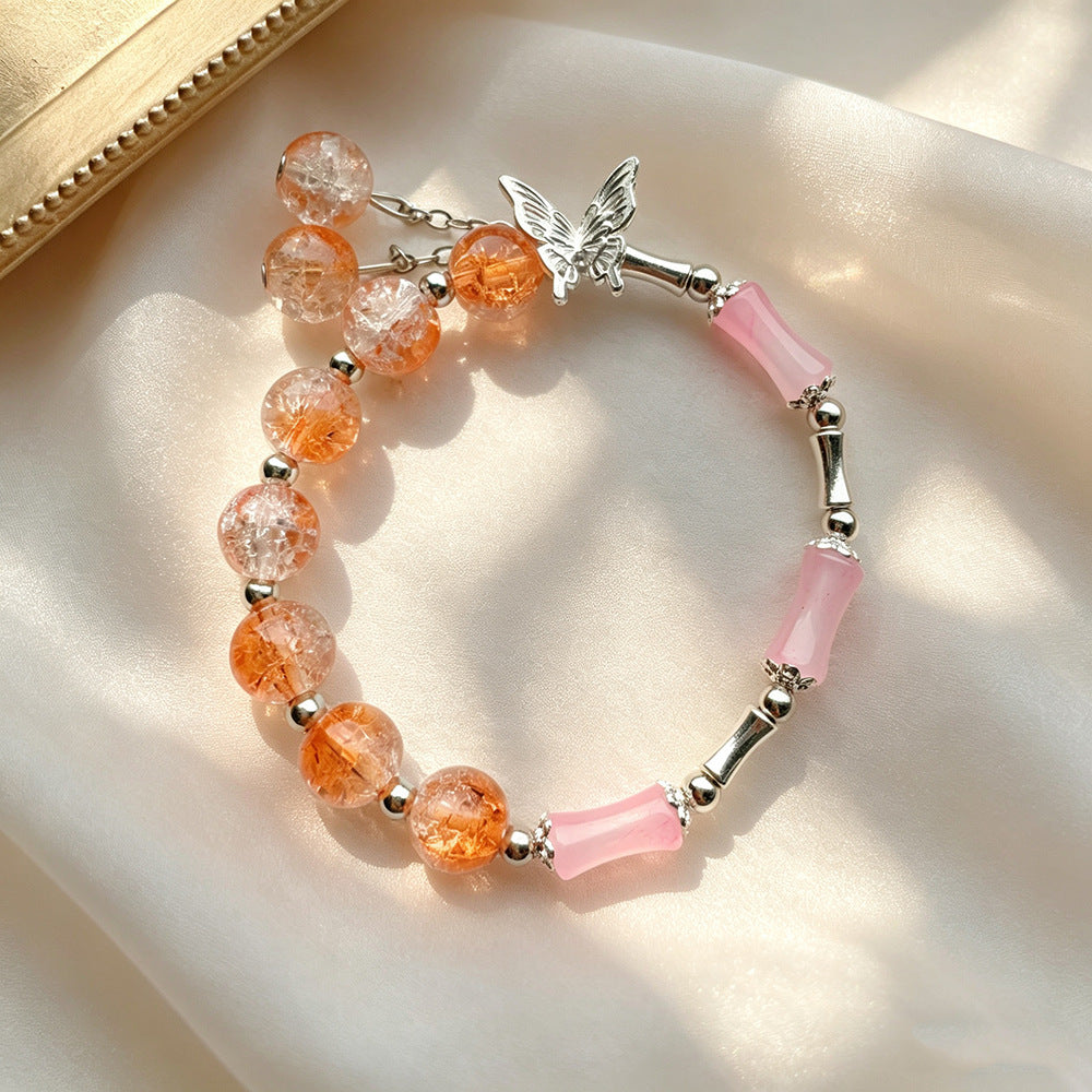 Transparent Bamboo Glazed Female Butterfly Floral High-grade Live Broadcast Scenic Bracelet