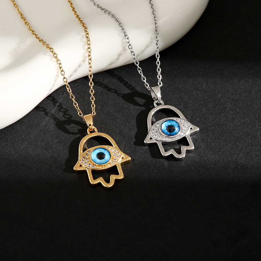 Titanium Steel Female Devil's Eye Fashion Design Sense Niche Temperament Necklace