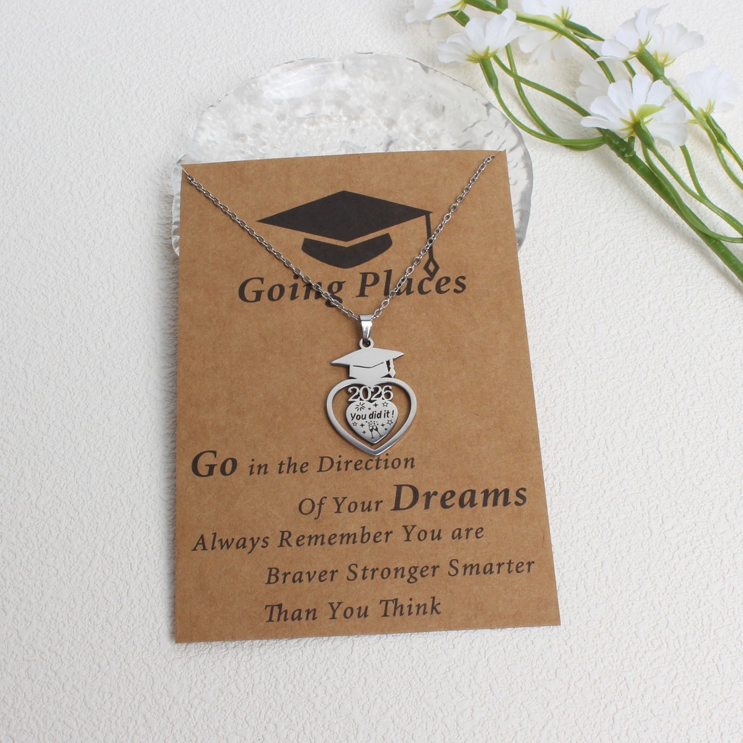 Creative Graduation Commemorative Gift Stainless Steel Frosted Dr. Jin Necklace