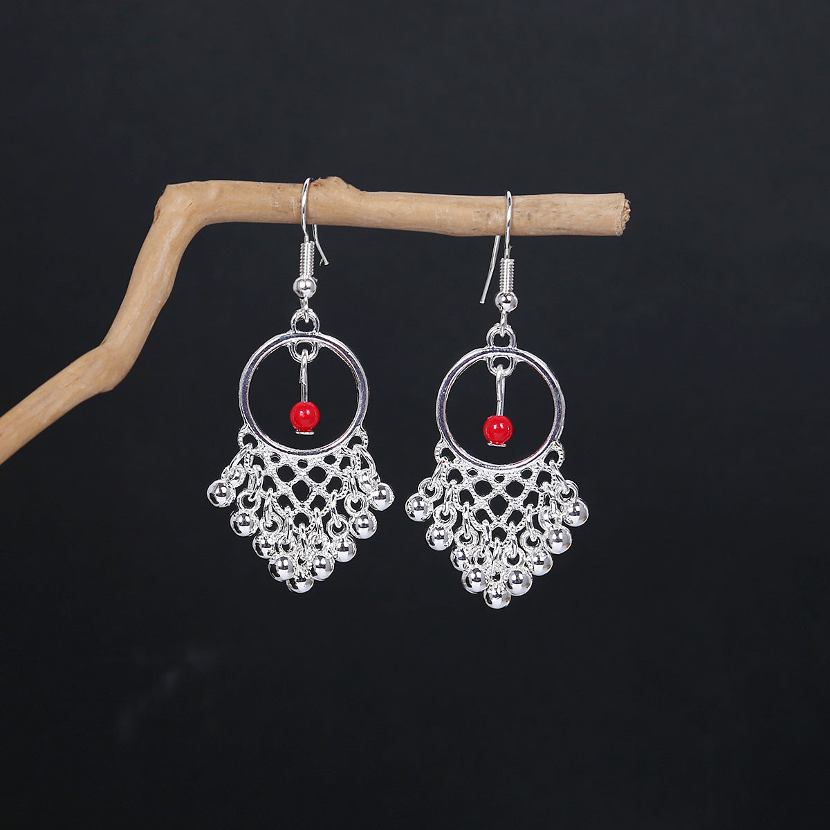 Metal Alloy Retro Ethnic Style Geometric Water Drop Round Bell Earrings