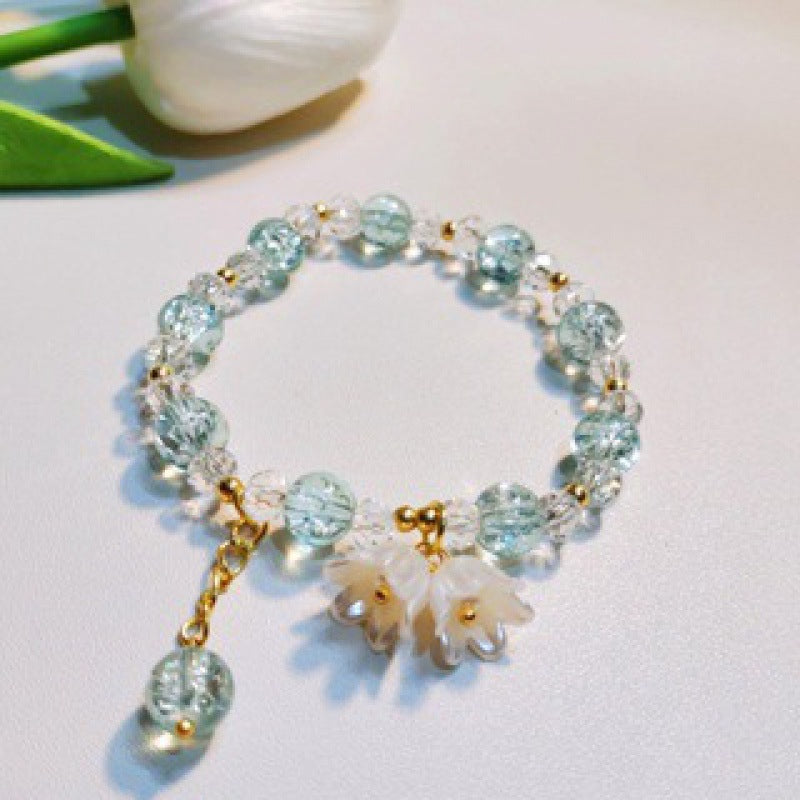 Female Aquamarine Gray Moonlight Natural Crystal Bracelet