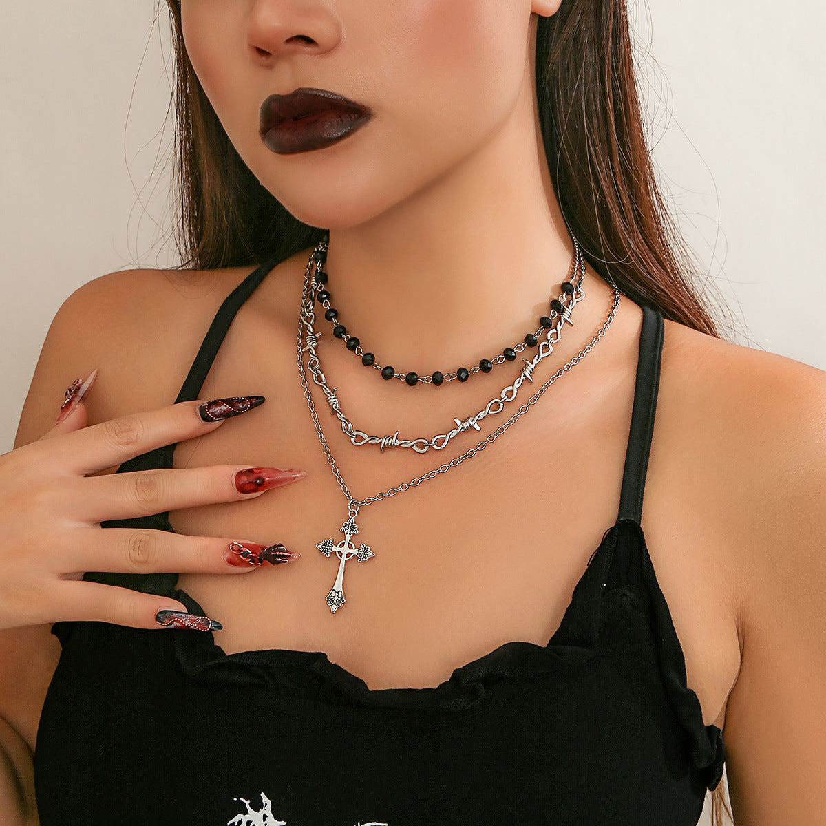 Cross Clavicle Chain Neck Dark Goth Pendants