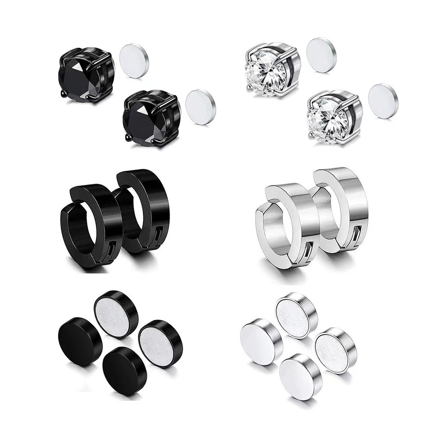Stainless Steel Magnetic Zircon Cross Clip-on Rings