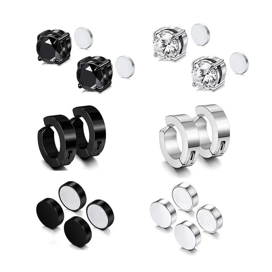 Stainless Steel Magnetic Zircon Cross Clip-on Rings