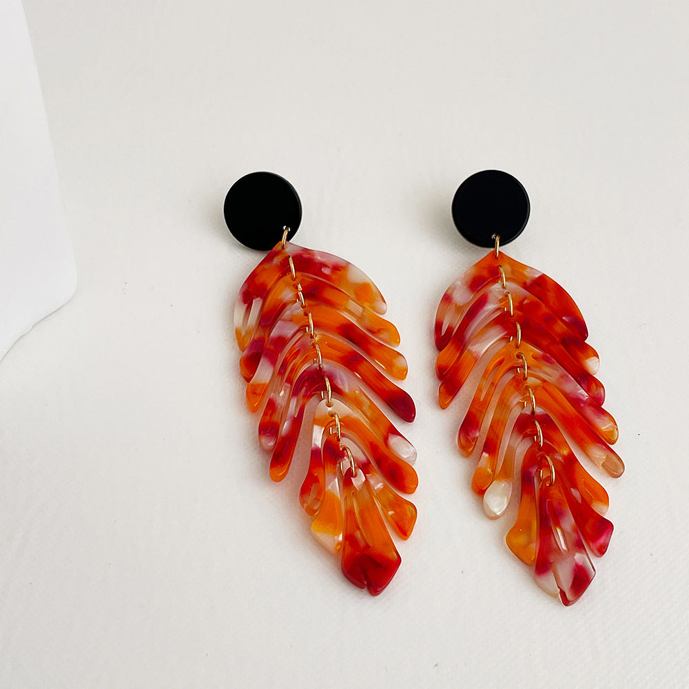 Leaf Shaped Female High Profile Retro Earrings