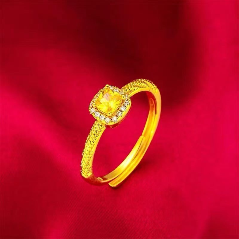 Women's Gold Vietnam Placer Love Heart-shaped Open Brass Gold-plated Rings