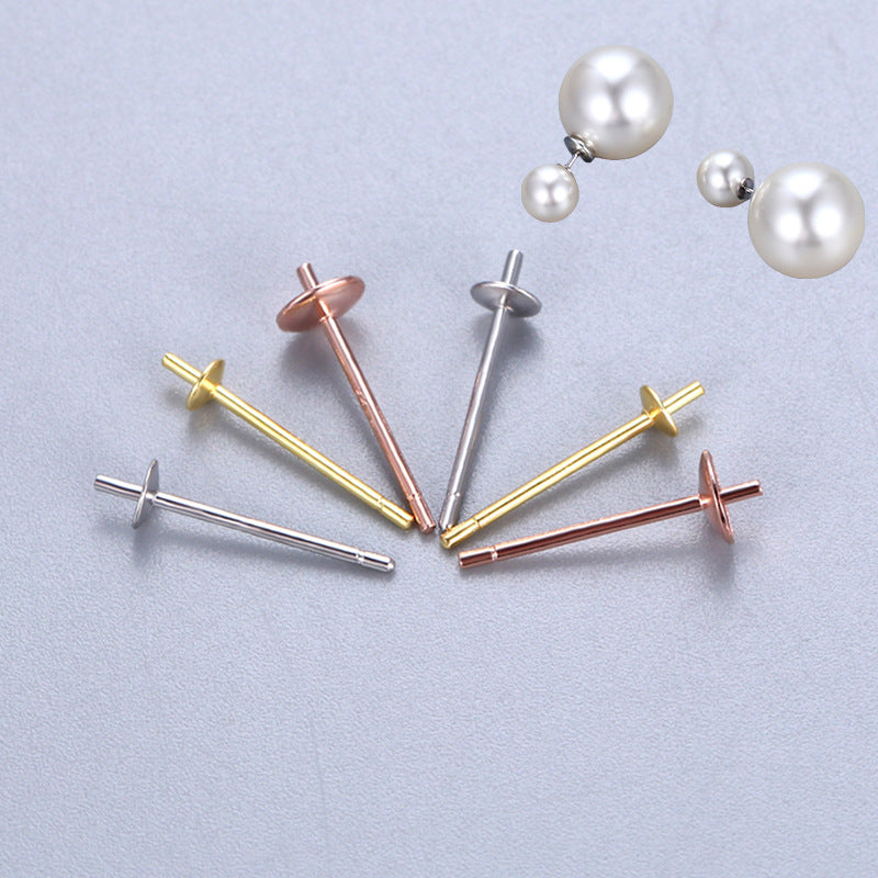Bowl Pin Ear Pearl Holder Half Stud Earrings