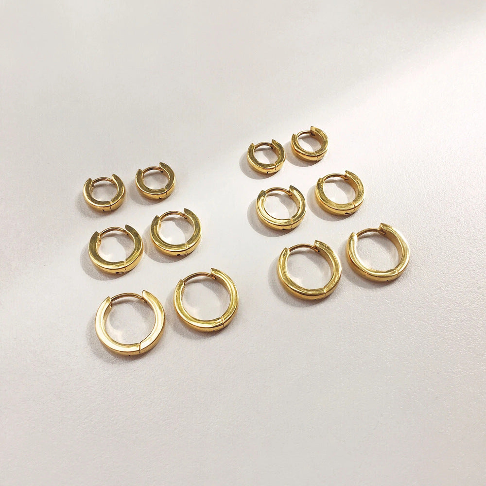 Simple Gold Stainless Steel Classic Basic Style Earrings