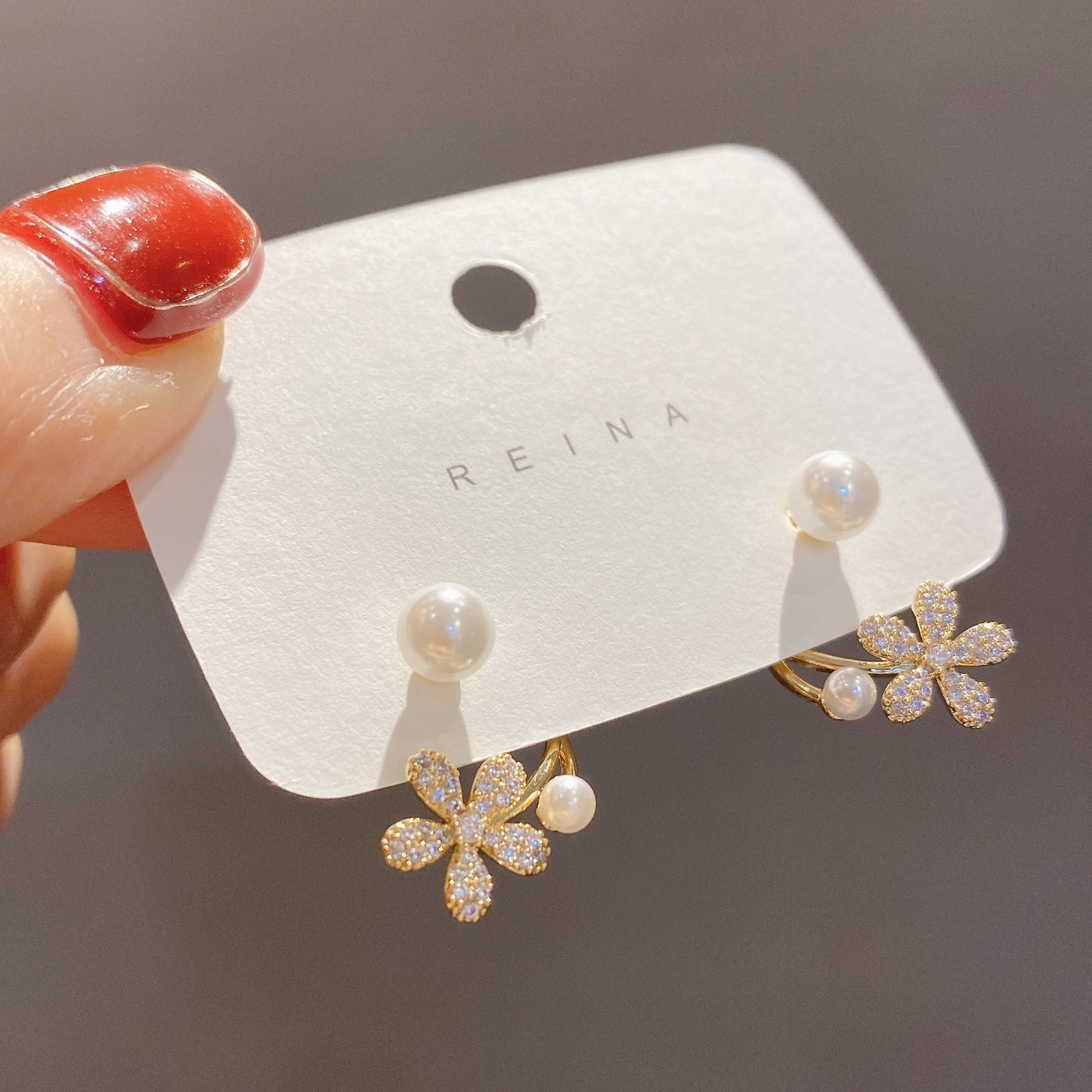 Classic Style Design Tulip Pearl Korean Earrings