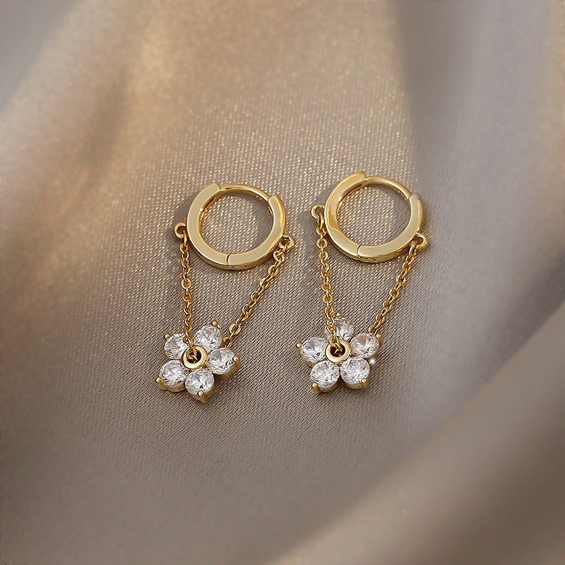Diamond Flower Female Simple Super Fairy Earrings