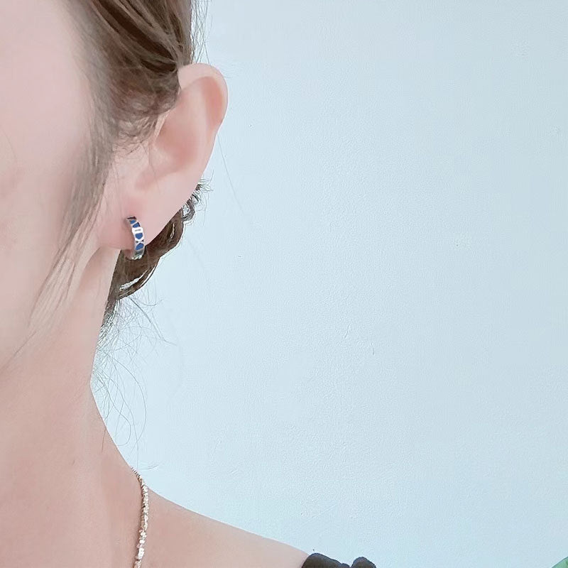 Men's Ear Clip Trendy Neutral Simple Stylish Blue Earrings