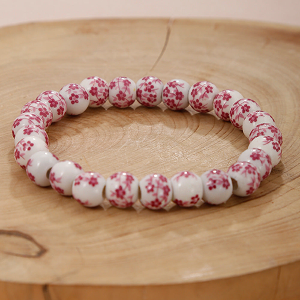 Women's & Men's Blue White Porcelain Ceramic Pattern Love Bracelets