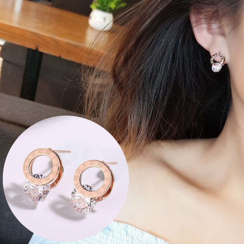 Women's Steel Ear Summer Elegant Roman Digital Earrings