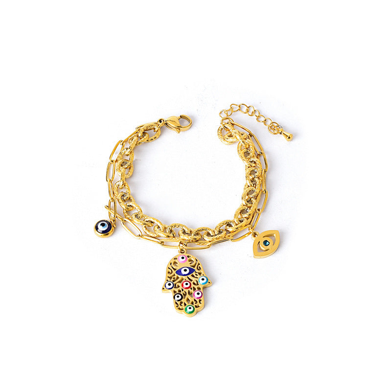 Women's Palm Eye Drop Oil Personalized Ear Clip Titanium Steel Suit Bracelets